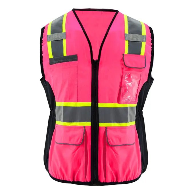 Hi Vis Pink Vest, Women's  Reflective Safety Vest-(SD-MJD-1833)