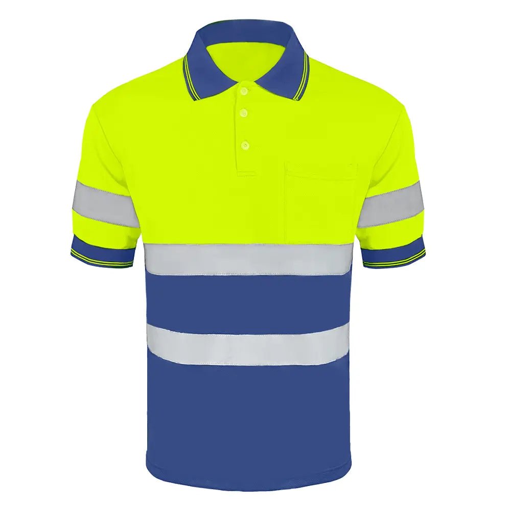 Hi Vis Short Sleeve Reflective Polo Shirt, Yellow and Blue-(SD-CSD-1913)