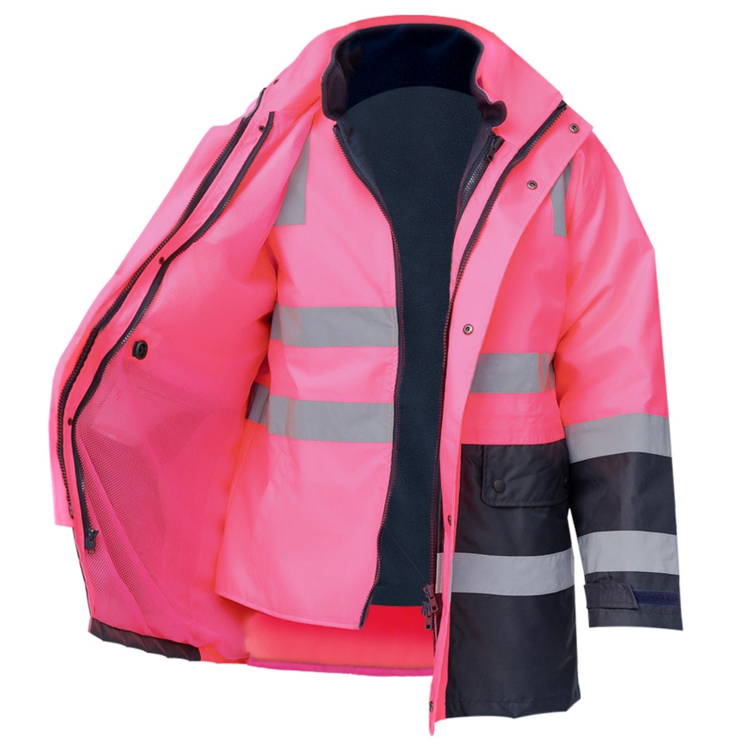Ultimate 6-in-1 Hi-Vis Construction Jacket ANSI Class 2 Waterproof Jacket-(SD-JKD-2705)